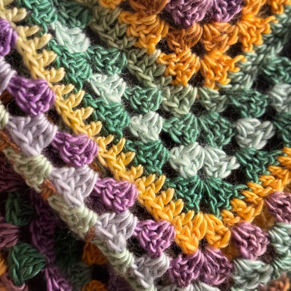 Handmade Multicolor Crochet Triangle Scarf - Cozy Women's Accessory - Picture 2 of 5